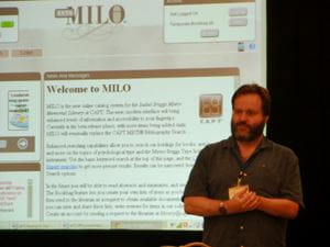 Logan Abbott presenting on MILO