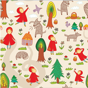 Red Riding Hood and wolf