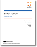MBTI<sup>®</sup> Communication Style Report 